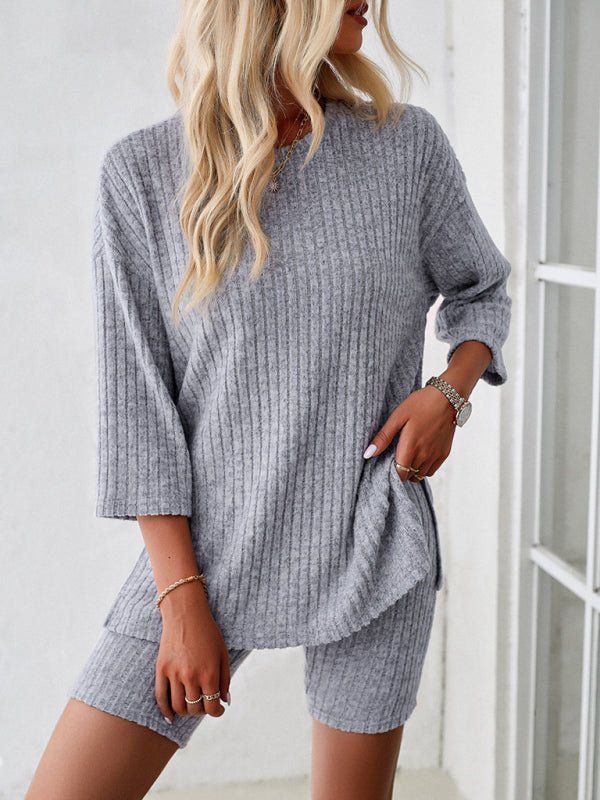 Women's new style elegant, fashionable and casual round neck and mid - sleeve suit - Short Suit