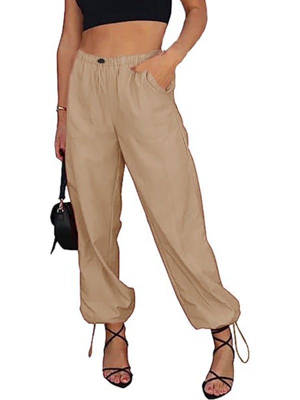 Women's Pants Casual Solid Color Pocket Elastic Waist Jogging Hip Hop Dance Pants - Bottoms