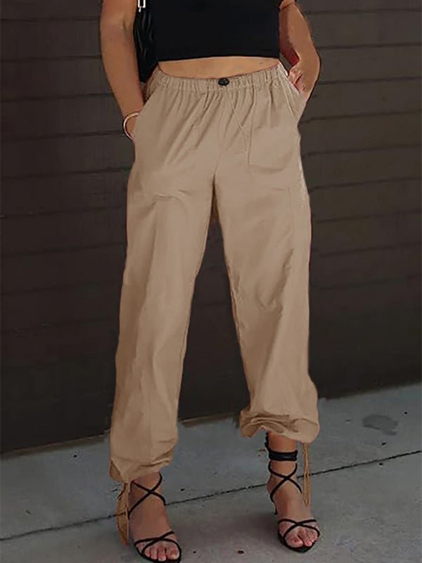 Women's Pants Casual Solid Color Pocket Elastic Waist Jogging Hip Hop Dance Pants - Bottoms