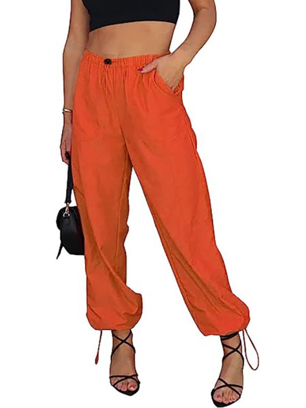 Women's Pants Casual Solid Color Pocket Elastic Waist Jogging Hip Hop Dance Pants - Bottoms