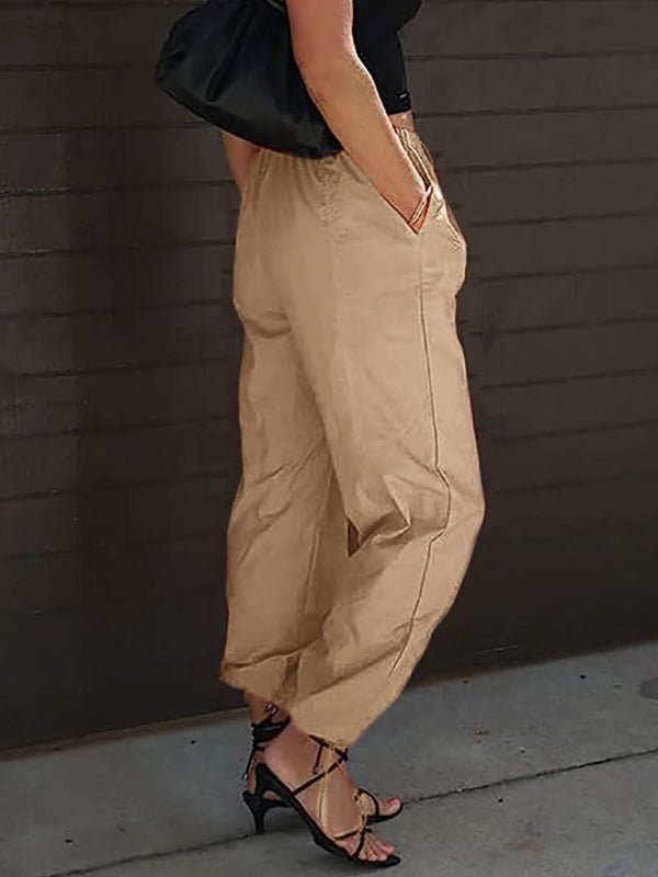Women's Pants Casual Solid Color Pocket Elastic Waist Jogging Hip Hop Dance Pants - Bottoms