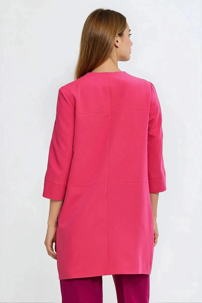 Women's Pink Blazer with 3/4 Sleeves - 