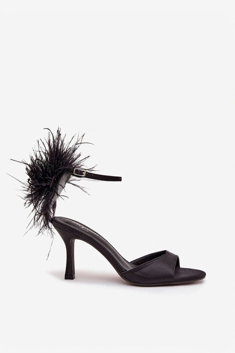 Women's Pink Feather Heel Sandals - 