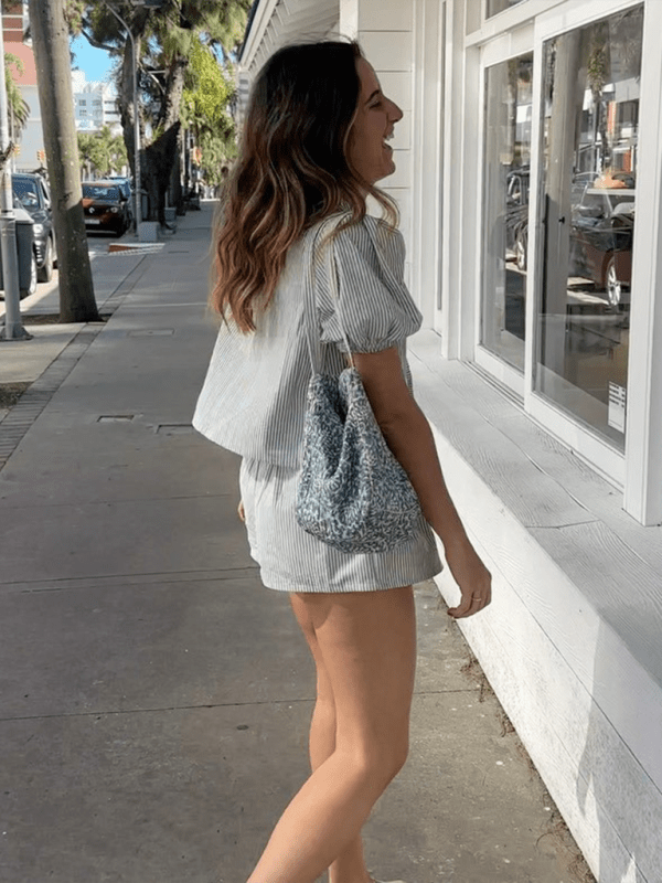 Women's Plaid Striped Elastic Cuffs Casual Fashion Tie Elastic Waist Shorts Set - Short Suit