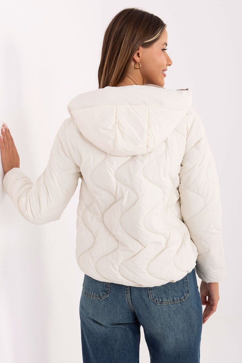 Women's Polyester Quilted Jacket with Hood - 