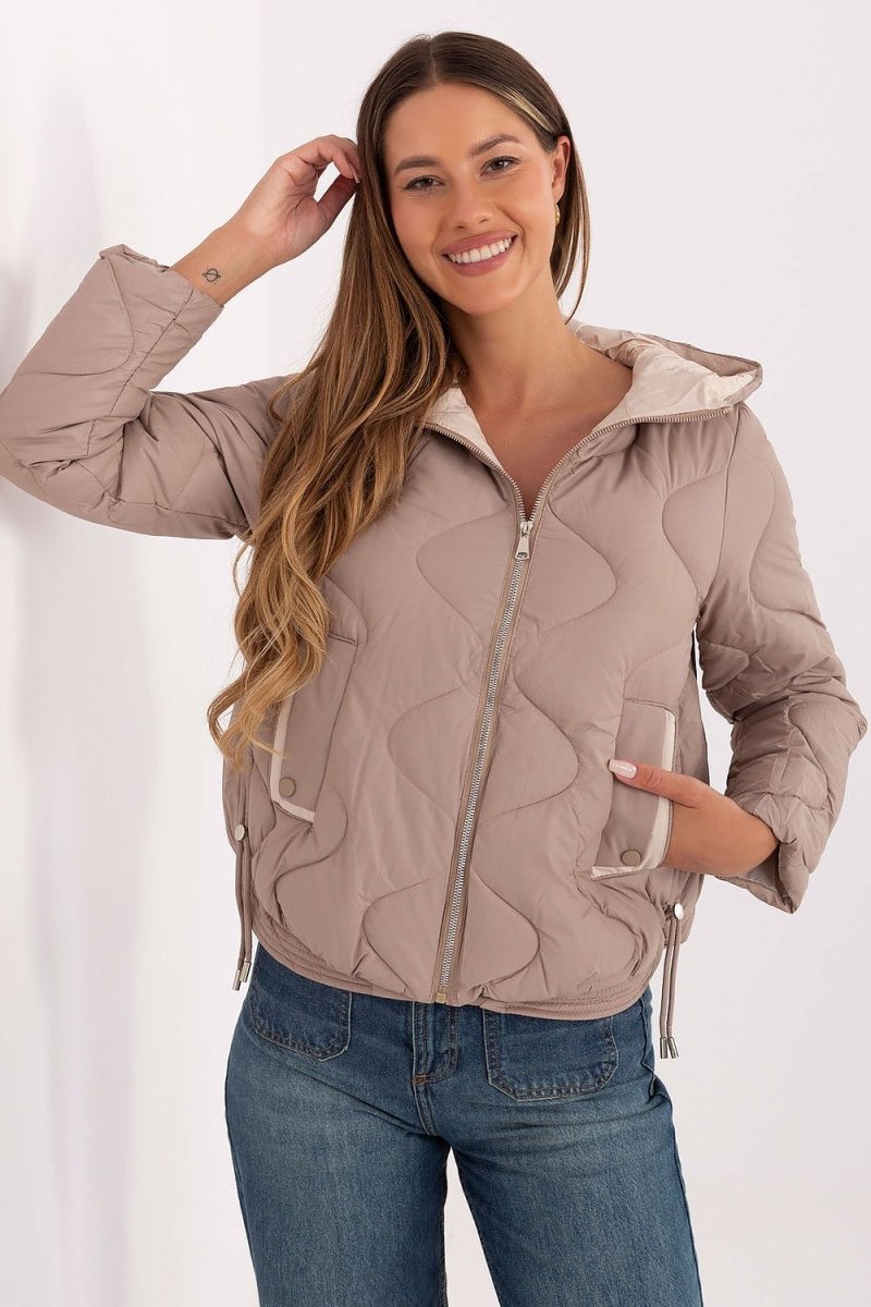 Women's Polyester Quilted Jacket with Hood - 