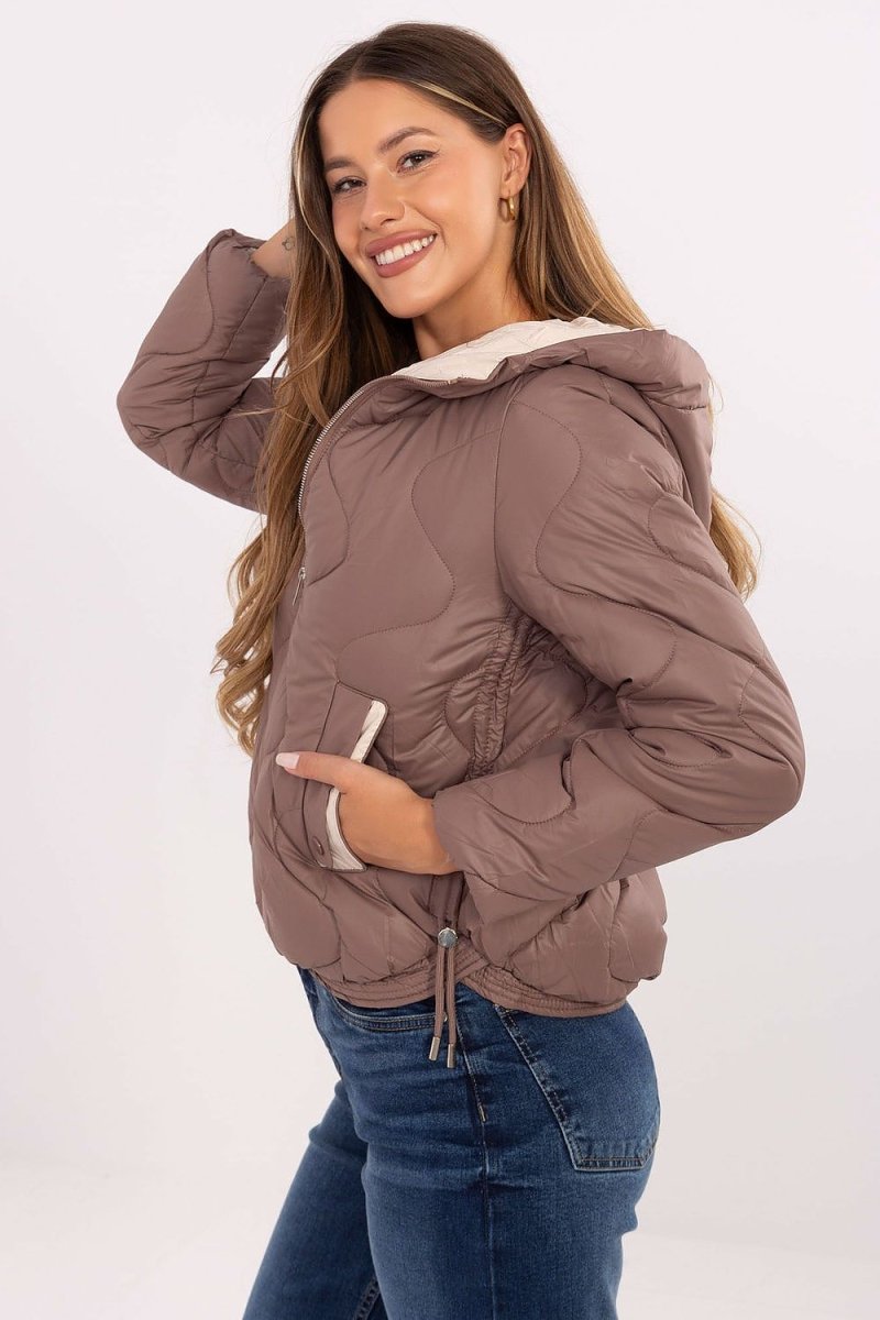 Women's Polyester Quilted Jacket with Hood - 