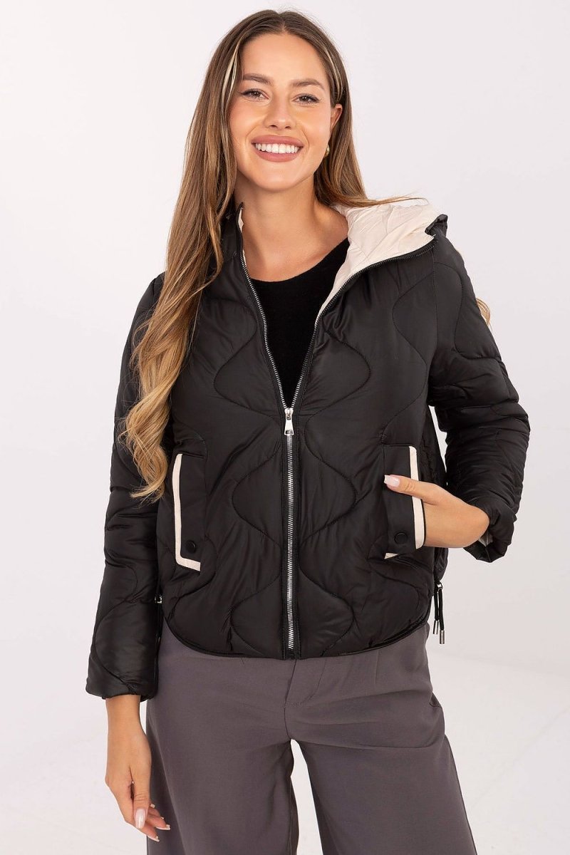 Women's Polyester Quilted Jacket with Hood - 