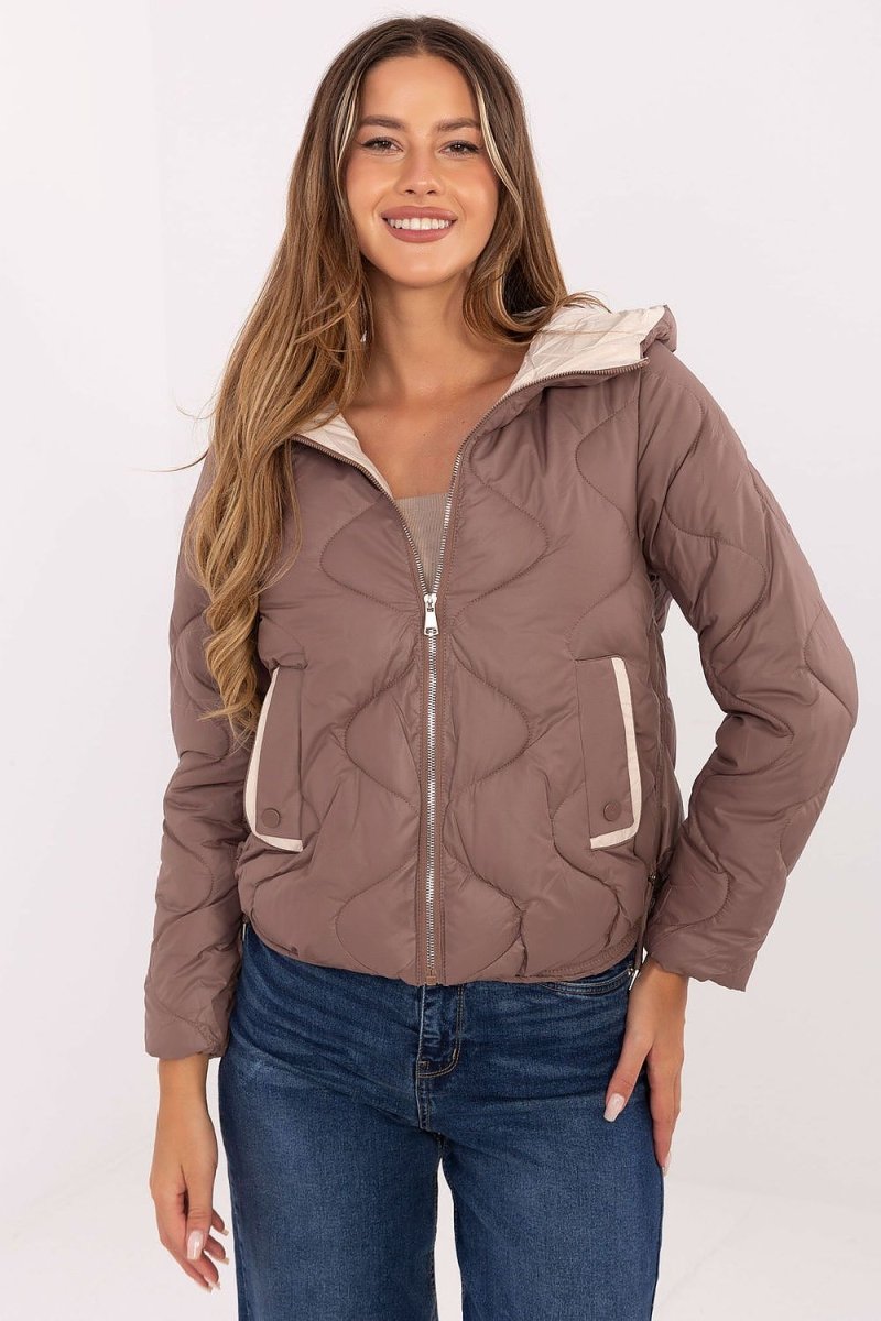 Women's Polyester Quilted Jacket with Hood - 