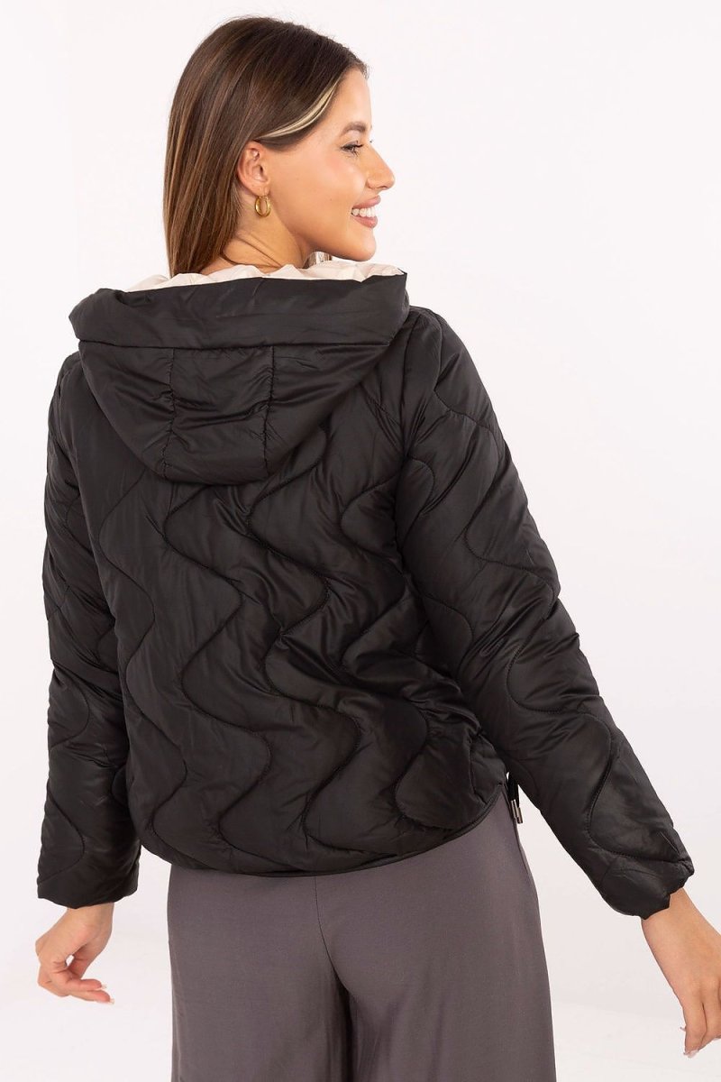 Women's Polyester Quilted Jacket with Hood - 