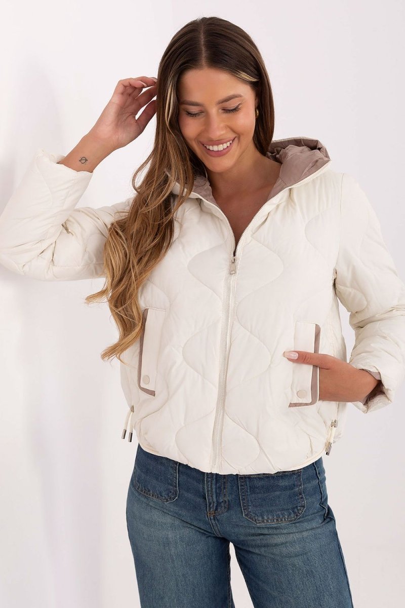 Women's Polyester Quilted Jacket with Hood - 