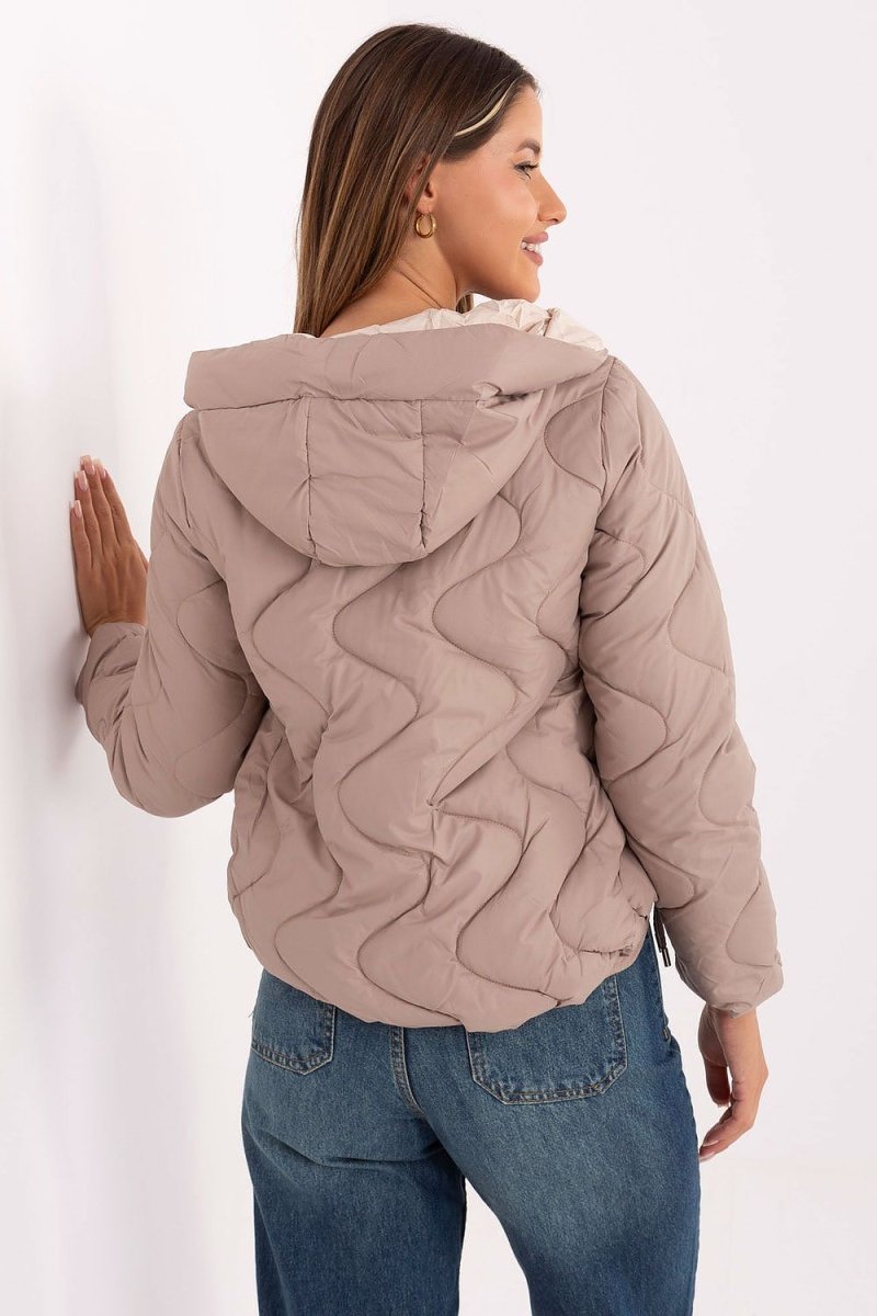 Women's Polyester Quilted Jacket with Hood - 