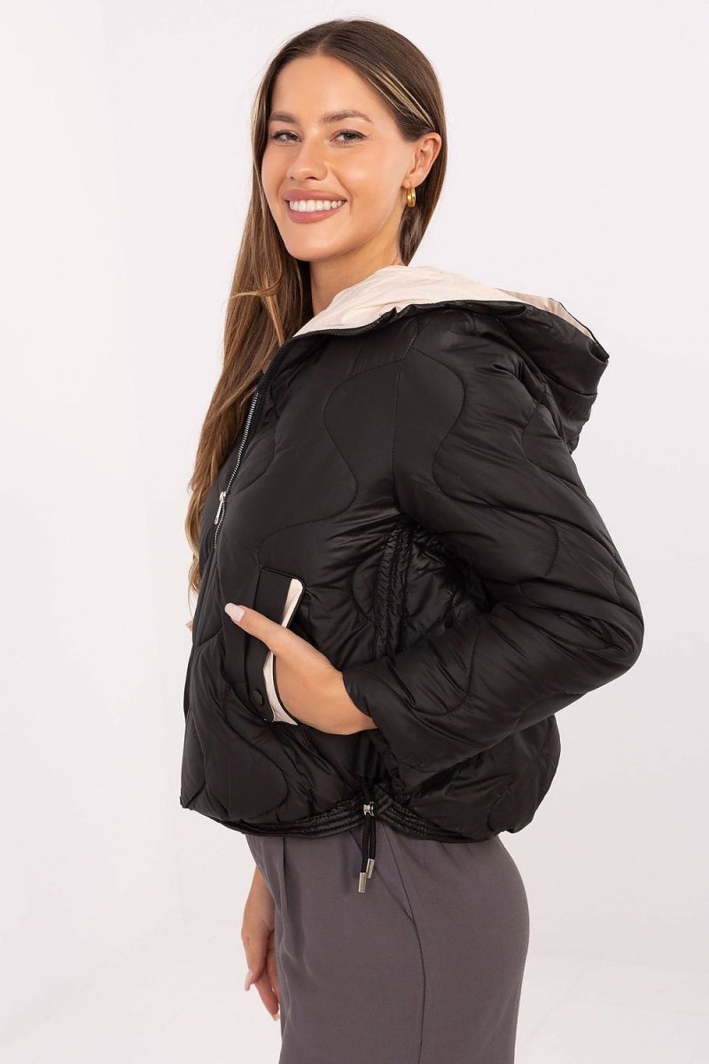 Women's Polyester Quilted Jacket with Hood - 