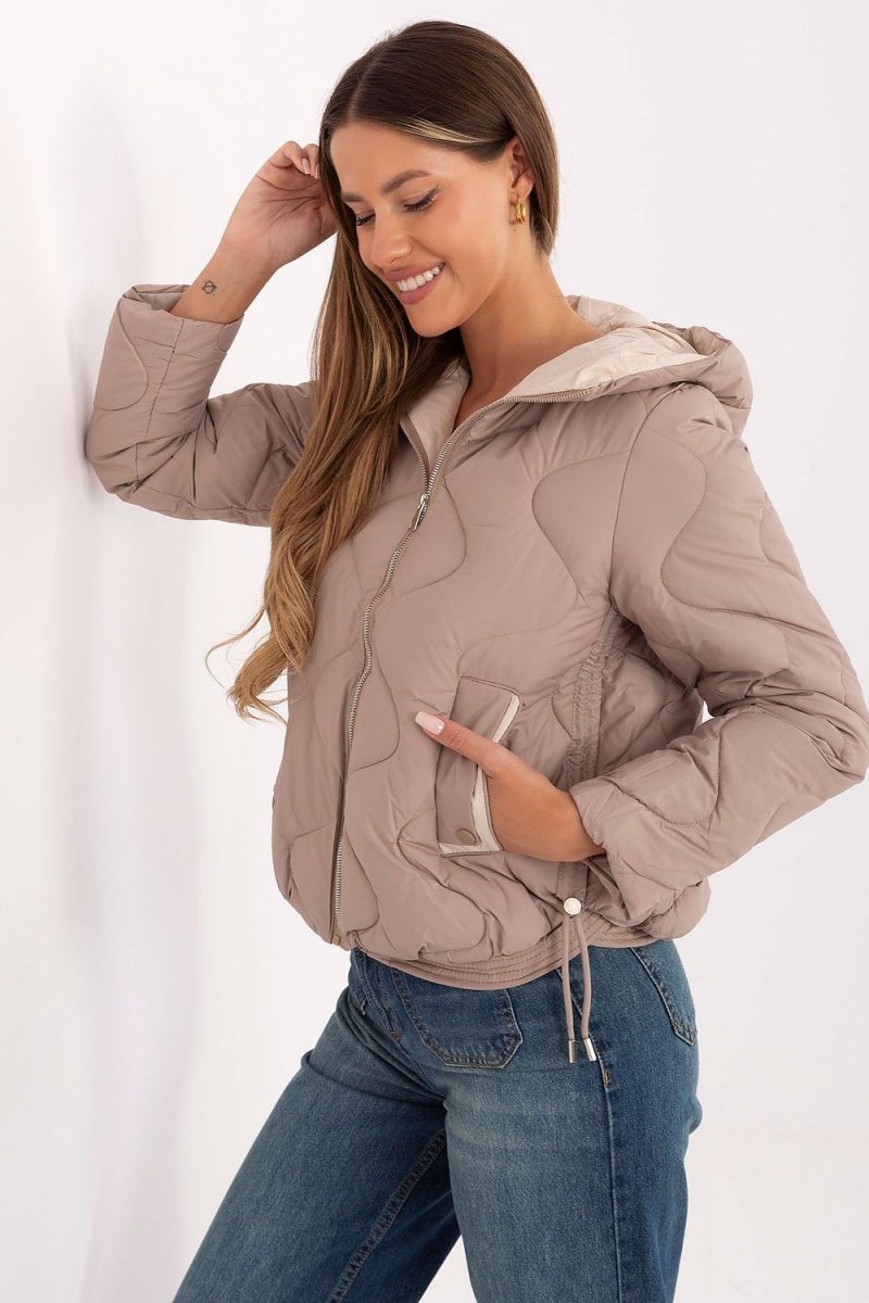 Women's Polyester Quilted Jacket with Hood - 