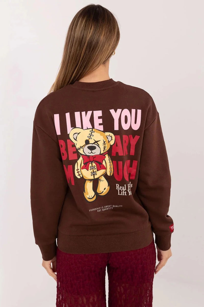 Women's Printed Cotton Blend Sweatshirt - 