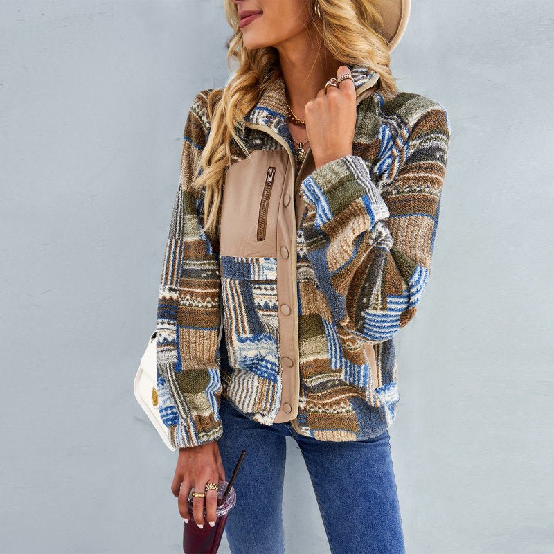 Women's Raglan Long Sleeve Printed Jacket - Outerwear