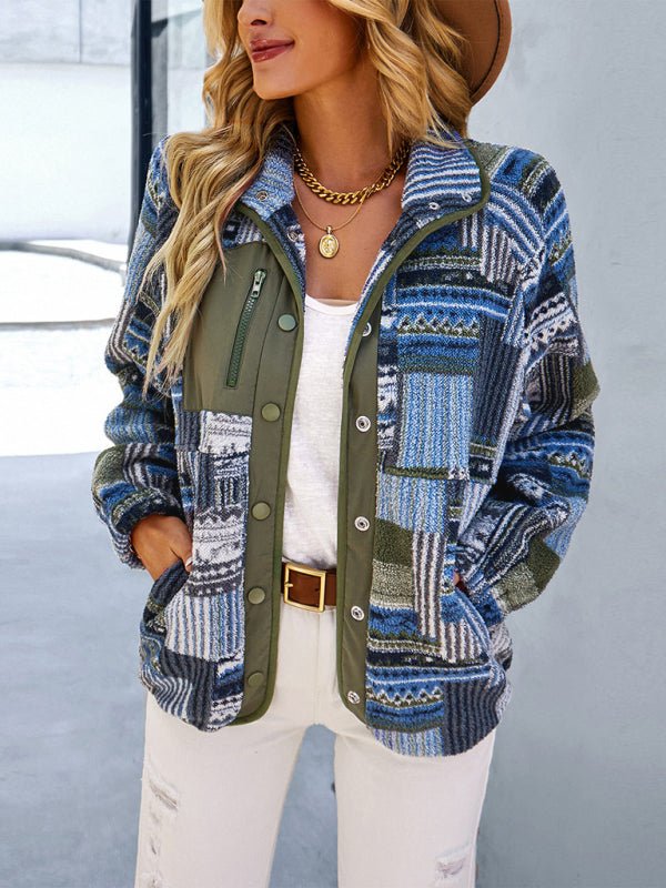Women's Raglan Long Sleeve Printed Jacket - Outerwear