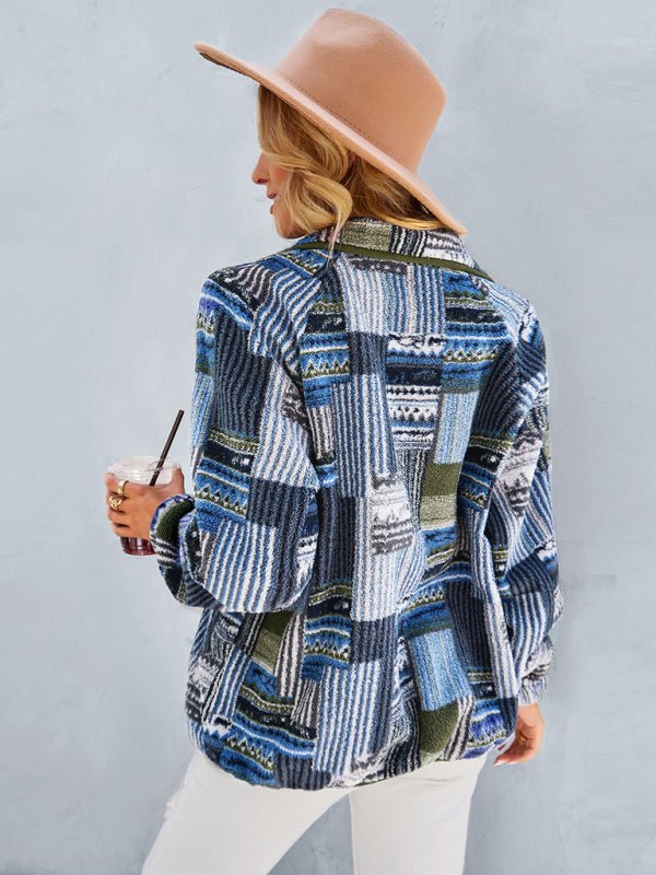 Women's Raglan Long Sleeve Printed Jacket - Outerwear