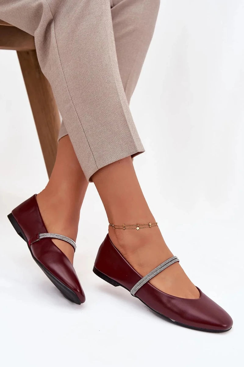 Women's Red Black Beige Ballet Flats - 