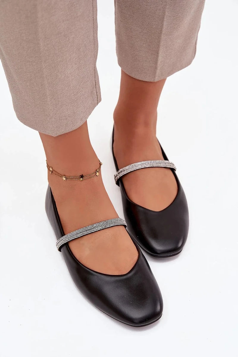 Women's Red Black Beige Ballet Flats - 