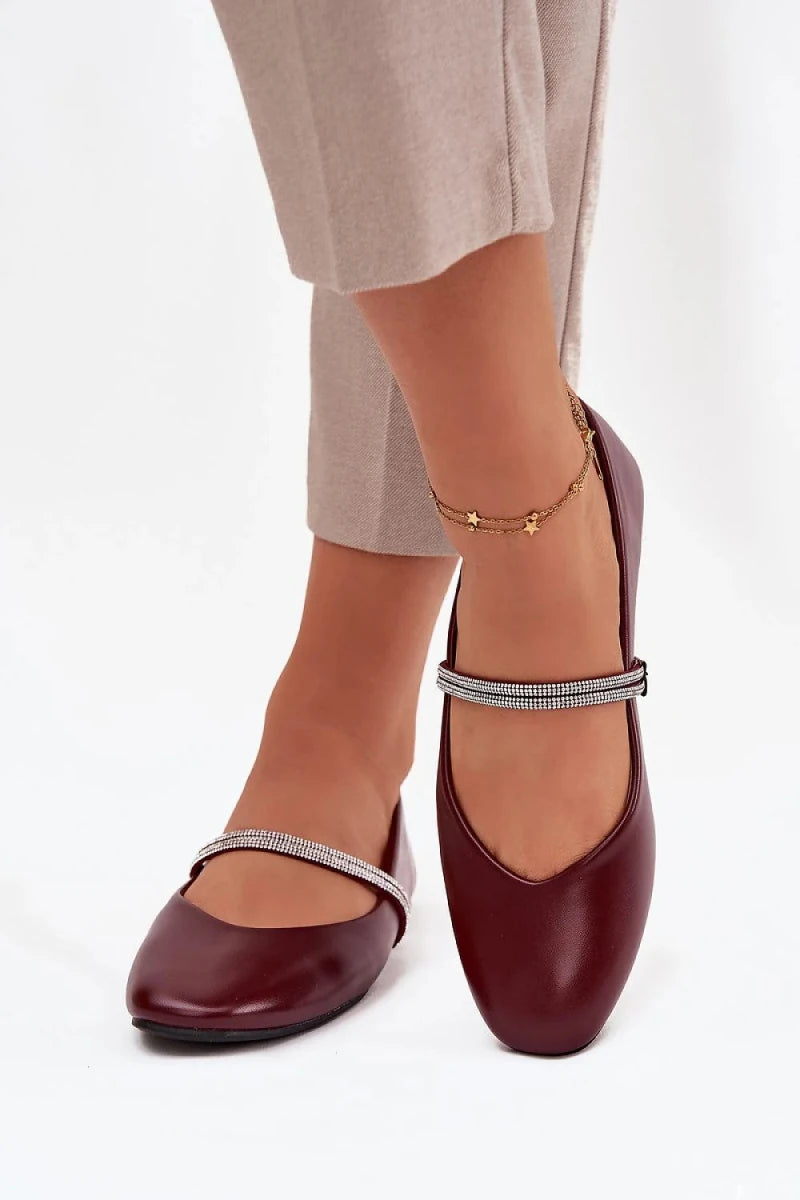 Women's Red Black Beige Ballet Flats - 