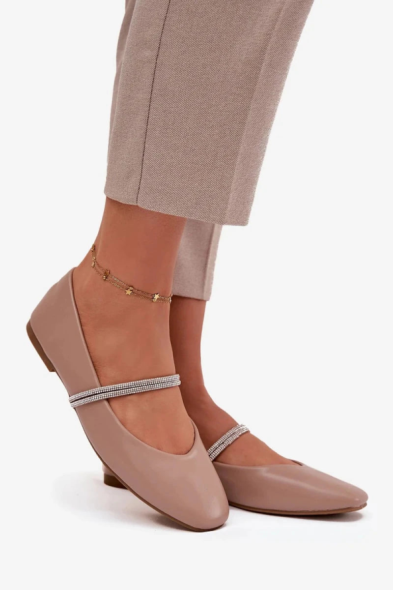 Women's Red Black Beige Ballet Flats - 