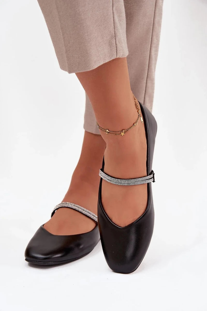 Women's Red Black Beige Ballet Flats - 
