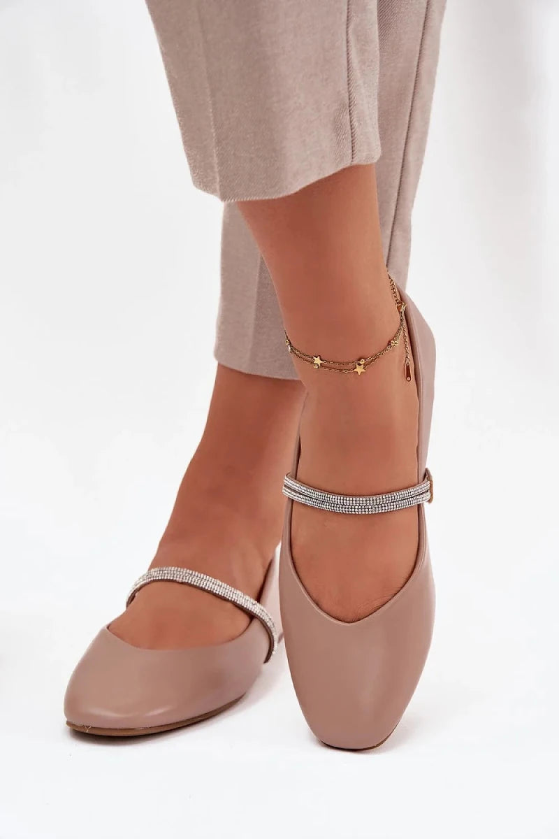 Women's Red Black Beige Ballet Flats - 