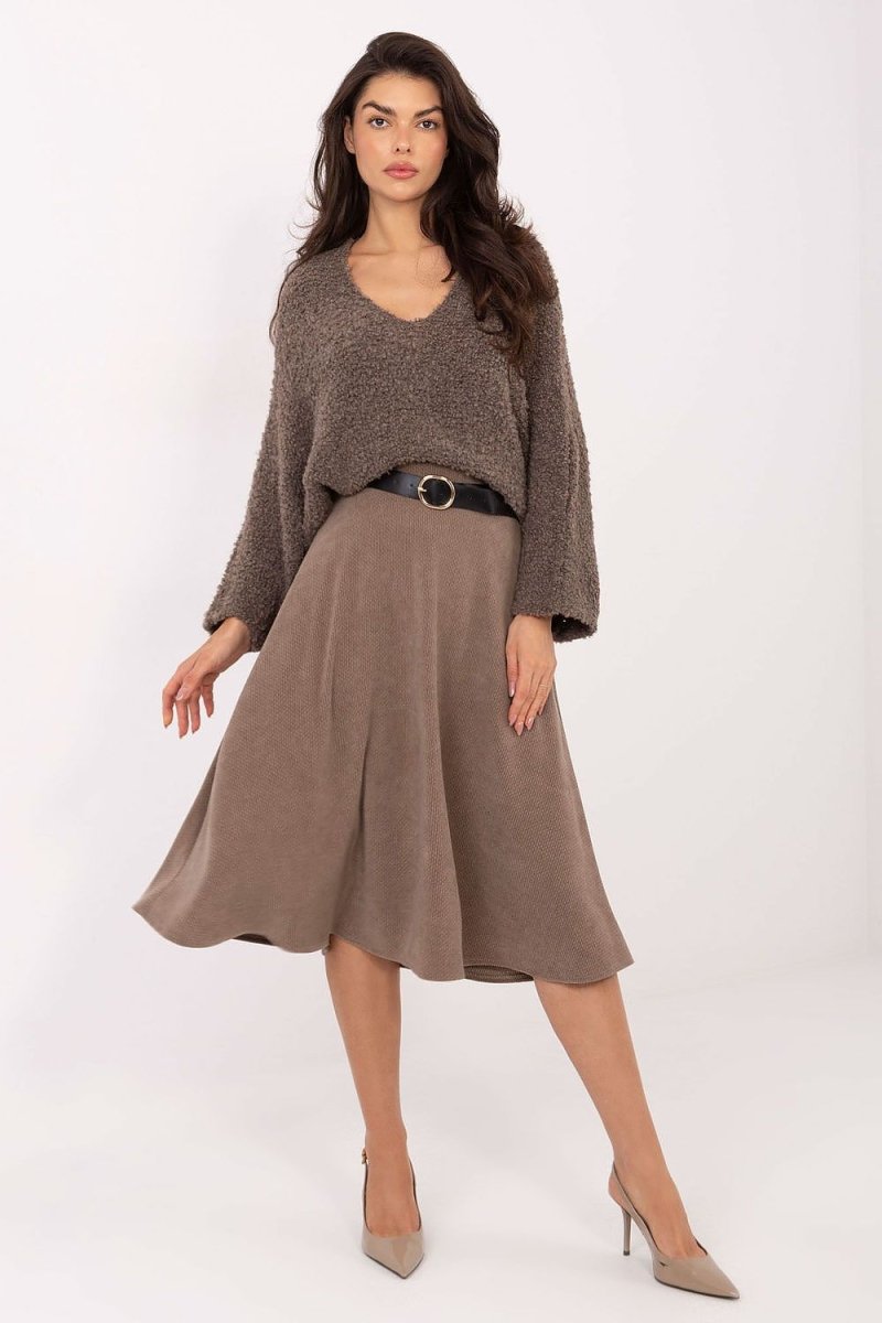 Women's Ribbed Knit Midi Skirt - 