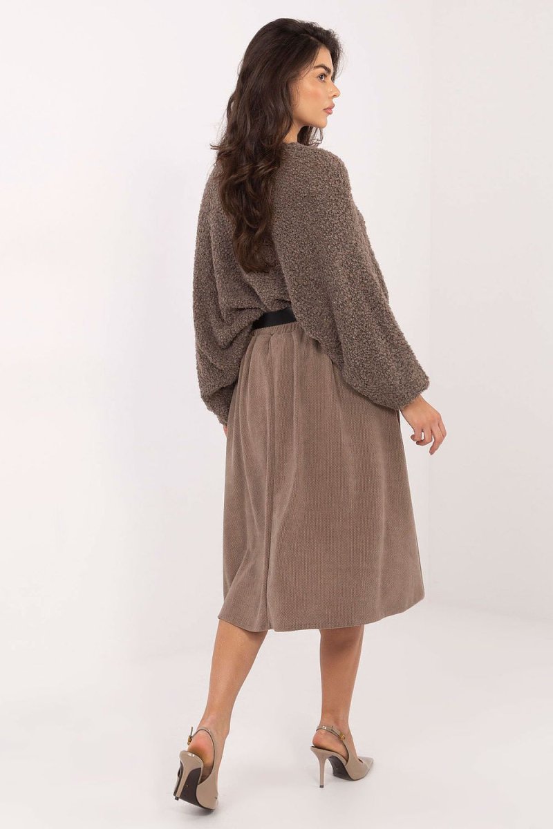 Women's Ribbed Knit Midi Skirt - 