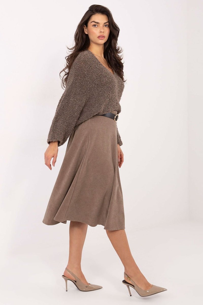 Women's Ribbed Knit Midi Skirt - 