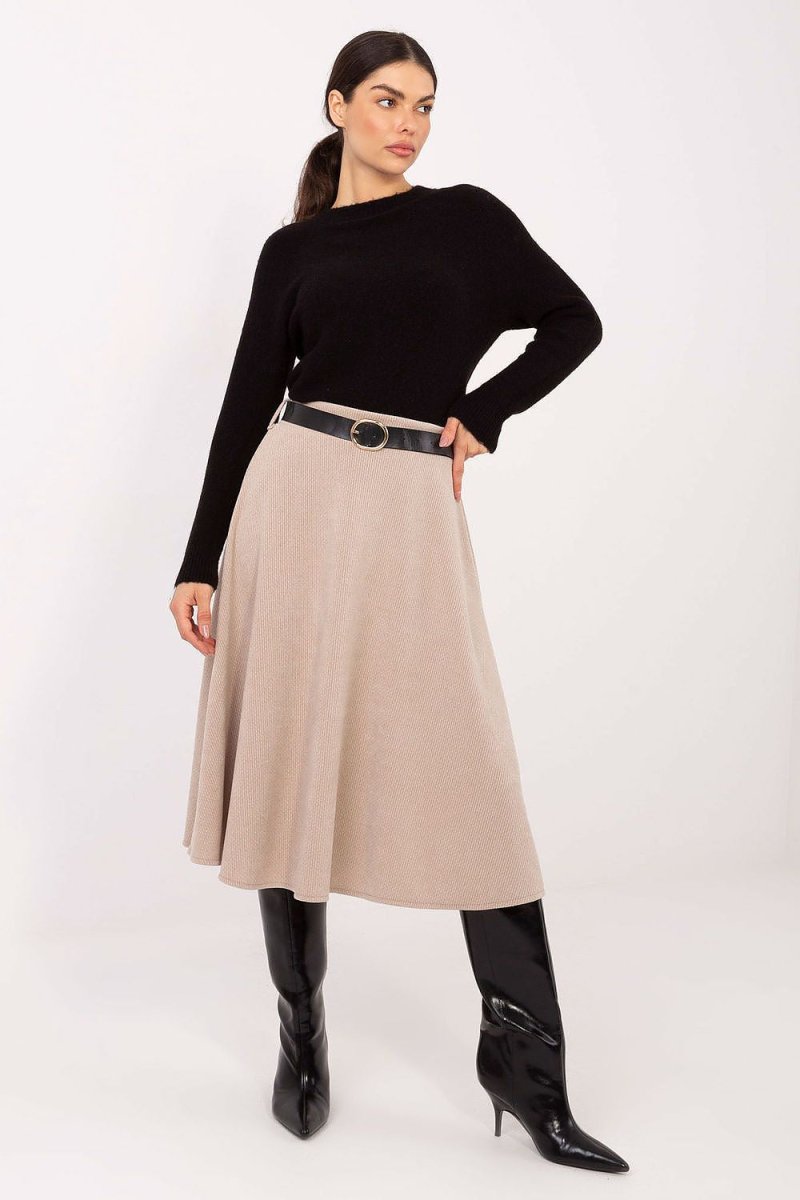 Women's Ribbed Knit Midi Skirt - 