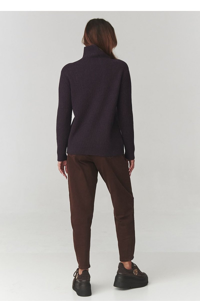 Women's Ribbed Knit Turtleneck Sweater - 
