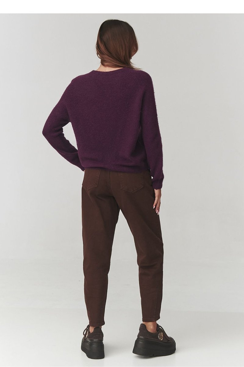 Women's Round Neck Knit Sweater - 