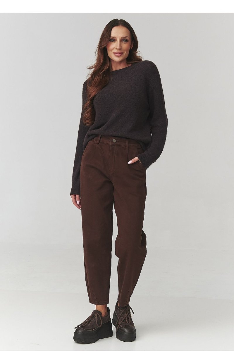 Women's Round Neck Knit Sweater - 