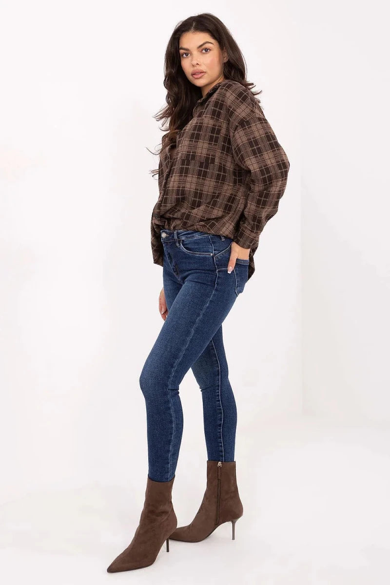 Women's Skinny Fit Jeans with Push - Up Effect - 