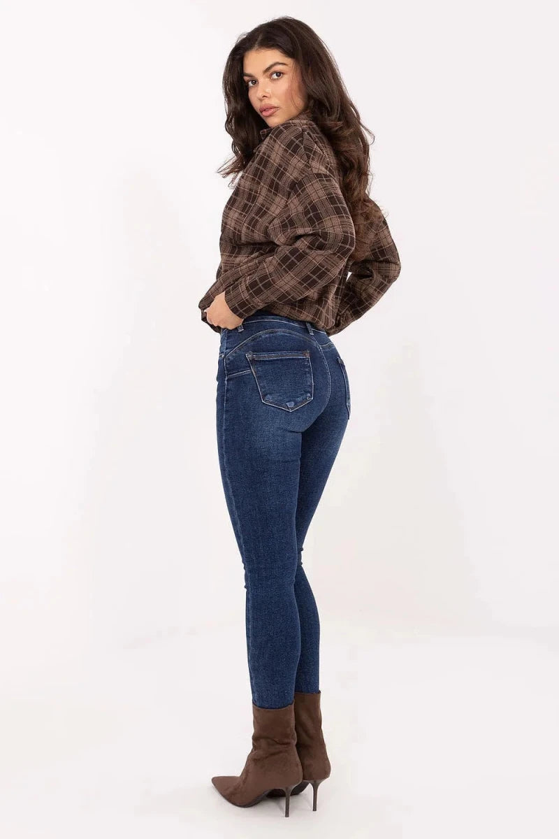 Women's Skinny Fit Jeans with Push - Up Effect - 