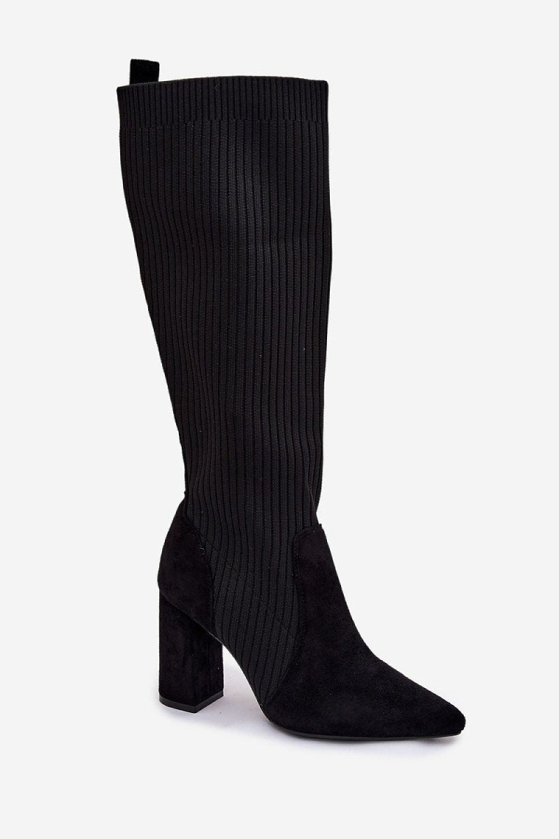 Women's Sock - Style Heel Boots - Black - 