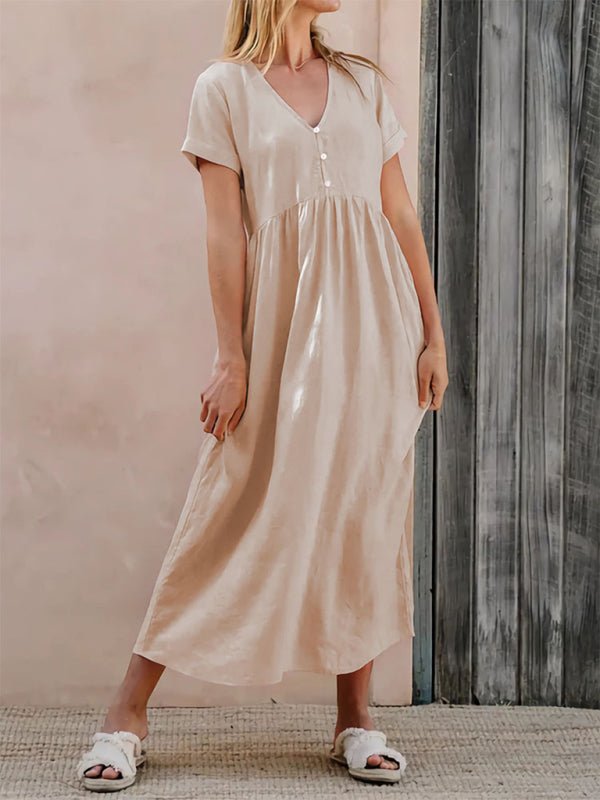 Women's Solid Color Elegant Loose Dress - Casual Dress