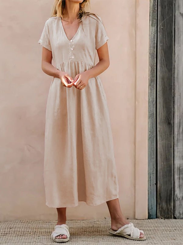 Women's Solid Color Elegant Loose Dress - Casual Dress