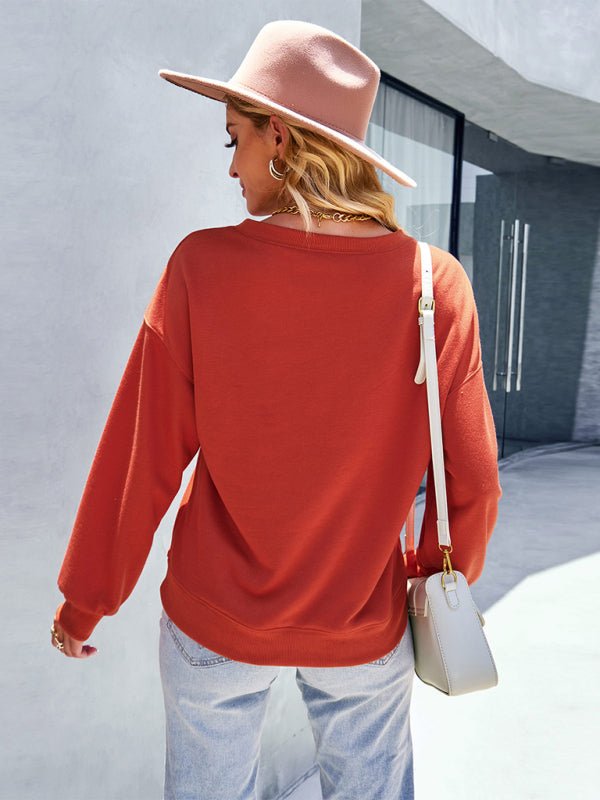 Women's solid color high elastic loose top - Top
