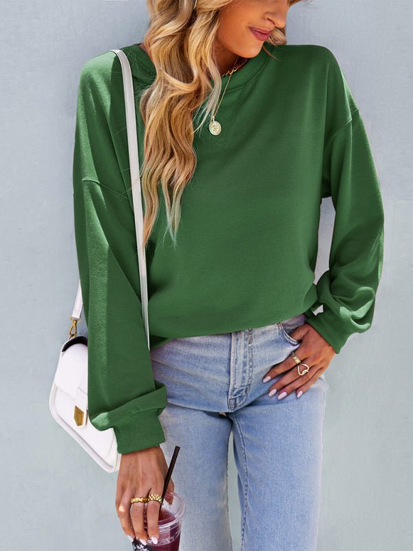 Women's solid color high elastic loose top - Top