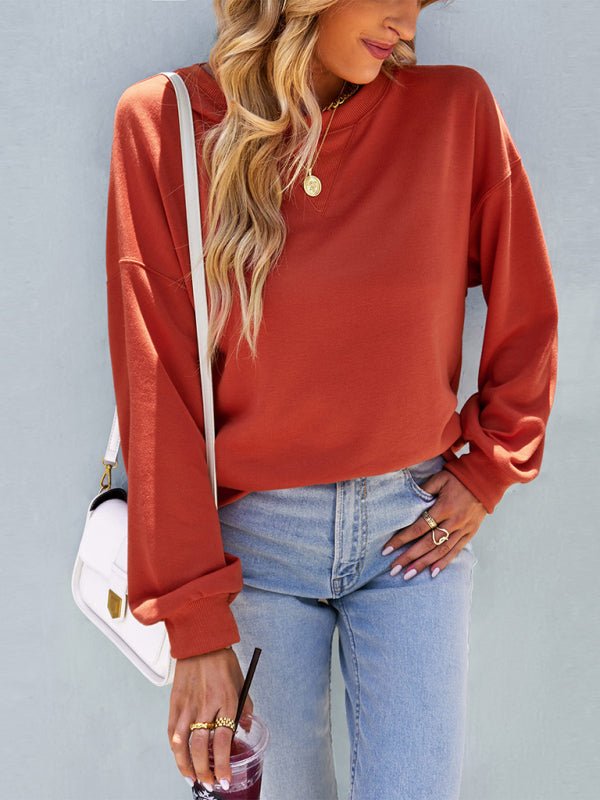 Women's solid color high elastic loose top - Top