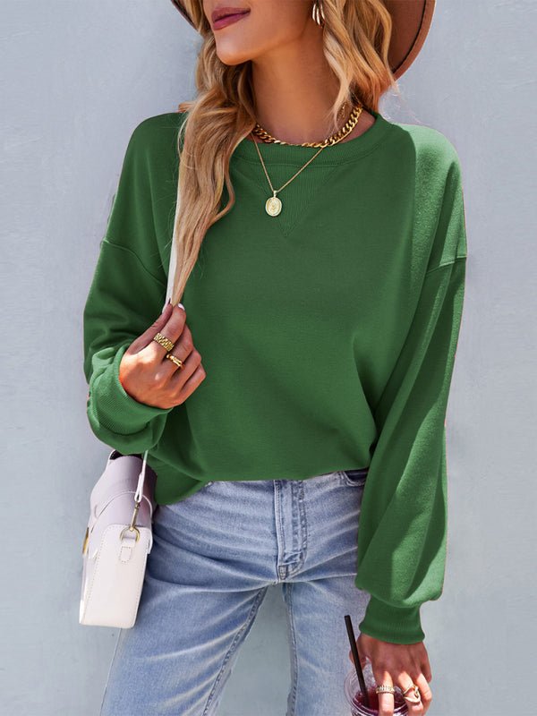 Women's solid color high elastic loose top - Top