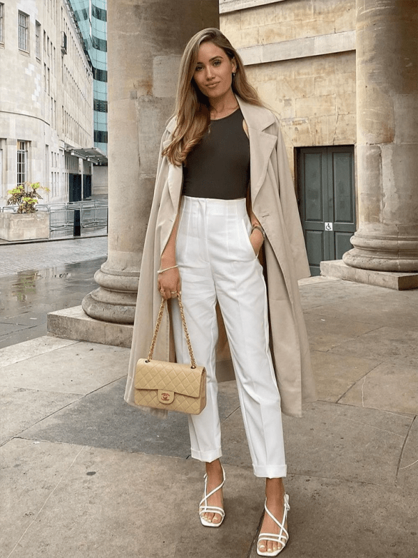 Women's Solid Color High Waist Trousers Slim Casual Pants - Bottoms