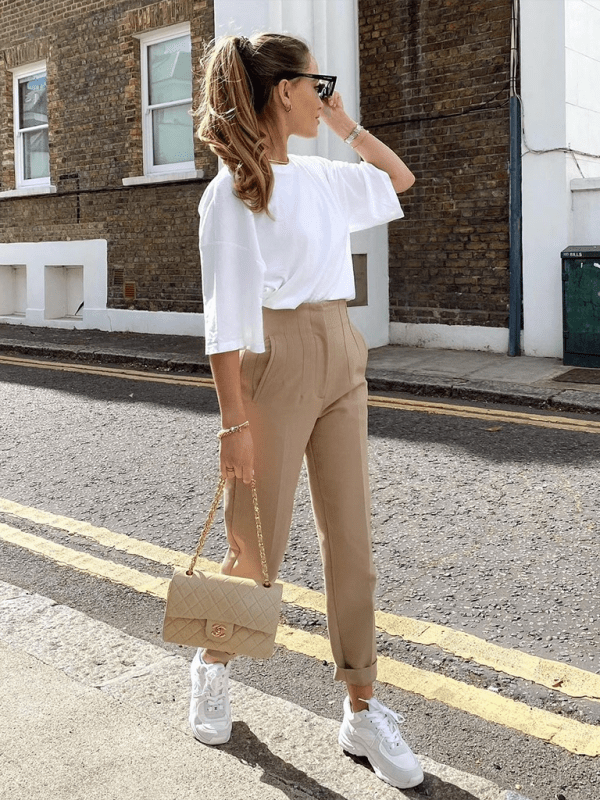 Women's Solid Color High Waist Trousers Slim Casual Pants - Bottoms