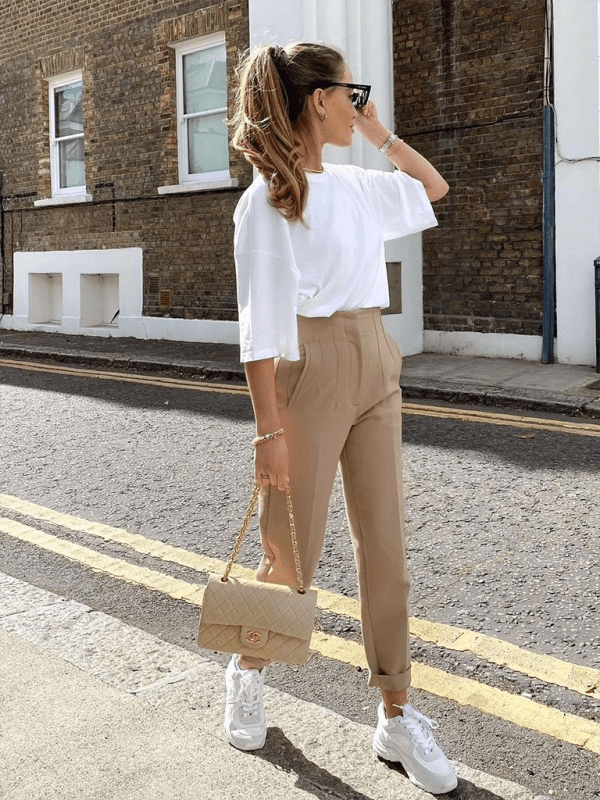 Women's Solid Color High Waist Trousers Slim Casual Pants - Bottoms