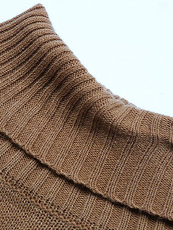 women's solid color turtleneck sweater dress - Sweater Dress