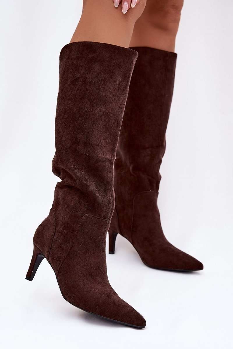 Women's Stiletto Heel Suede Boots - 