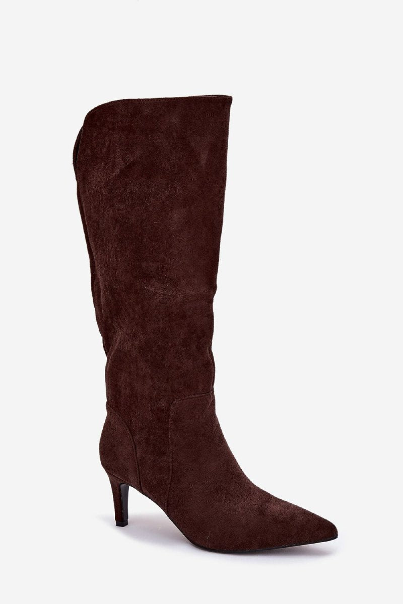 Women's Stiletto Heel Suede Boots - 